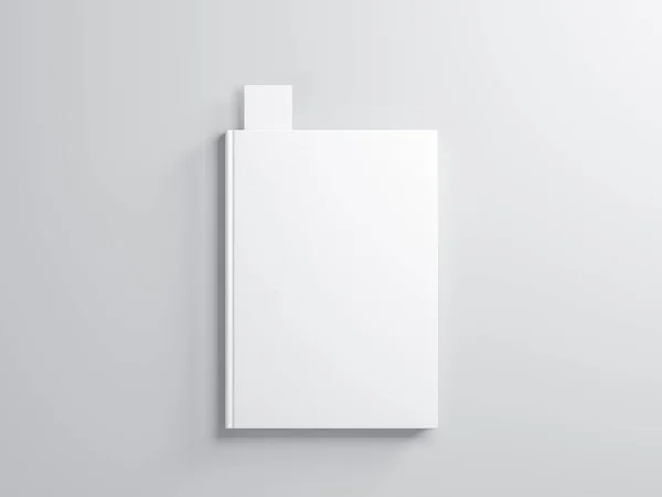 Libro Bianco Con Segnalibro Mockup Sfondo Grigio Rendering — Foto Stock