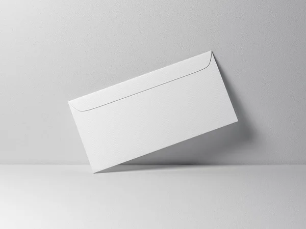 Weiße Briefumschlag Attrappe Auf Grauem Hintergrund Rendering — Stockfoto