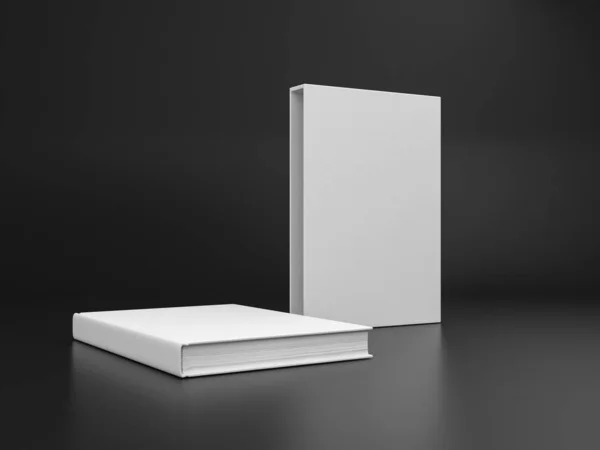 Blanco Duro Textura Caso Maqueta Con Libro Renderizado —  Fotos de Stock