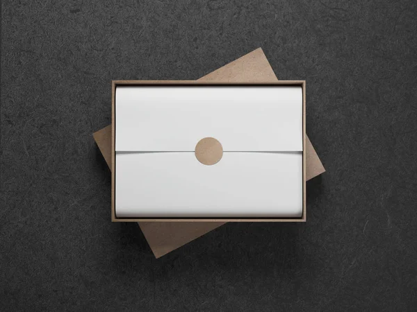 Caja Cartón Con Papel Embalaje Blanco Renderizado — Foto de Stock