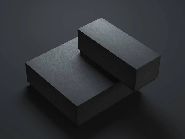 Közelkép Black Boxes Mockup Renderelés — Stock Fotó