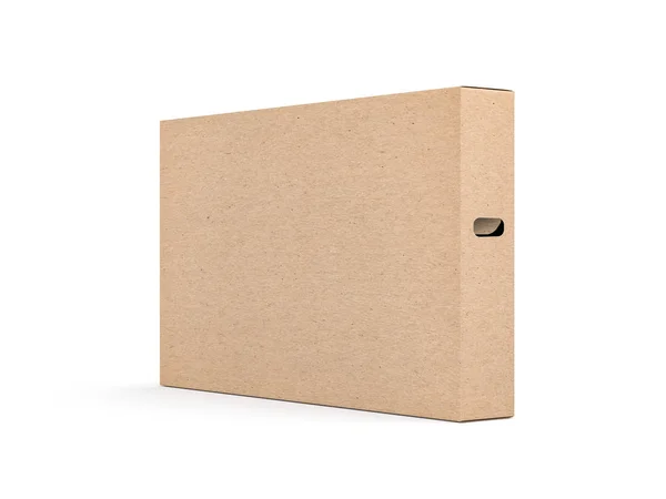 Large Brown Cardboard Textured Box Packaging Mockup Smart Set Rendering — 스톡 사진