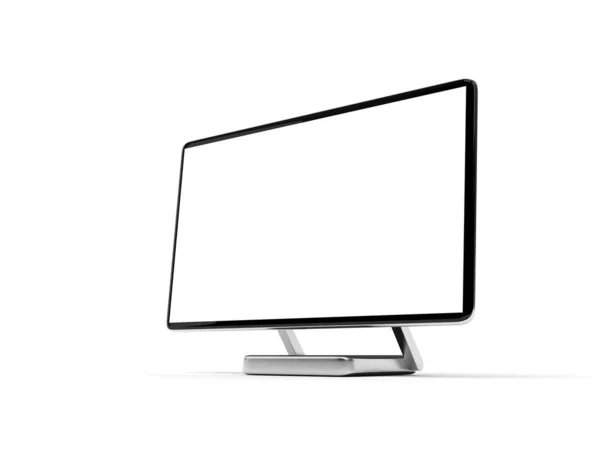 Computer Desktop Mockup Con Schermo Vuoto Isolato Bianco Rendering — Foto Stock