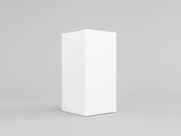 Branco Caixa Papel Texturizado Mockup Isolado Cinza Half Side View — Fotografia de Stock