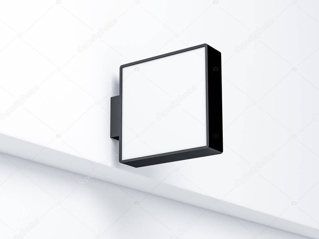 Blank store sign board lightbox mockup mounted on the wall, 3d rendering