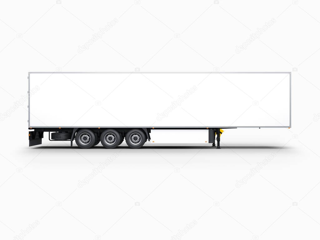 Semi Trailer Mockup isolated on gray, 3d rendering