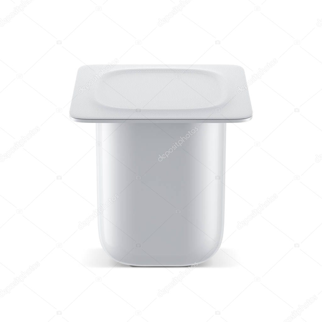 White Plastic container Mockup for yogurt isolated on white background, 3d rendering