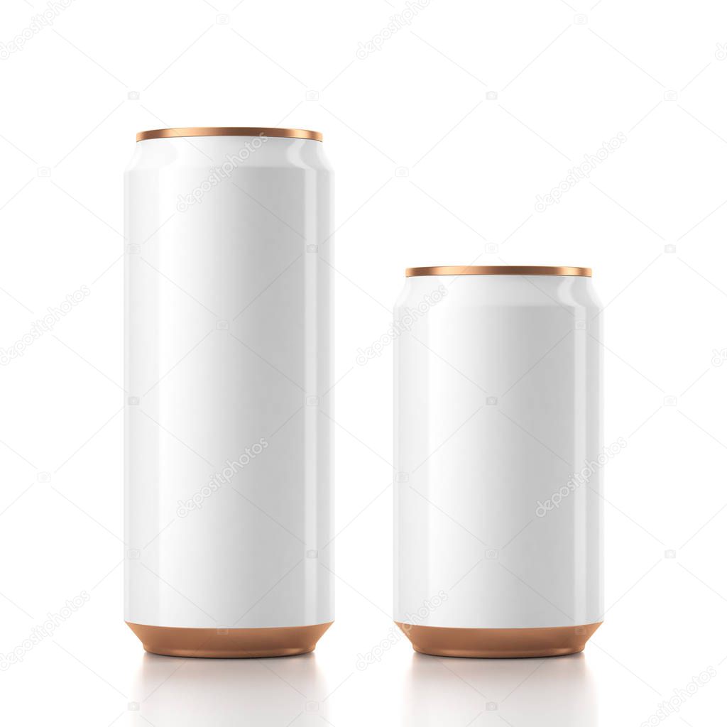 Copper Tin Cans Mockup for milk or beverage. 3d rendering