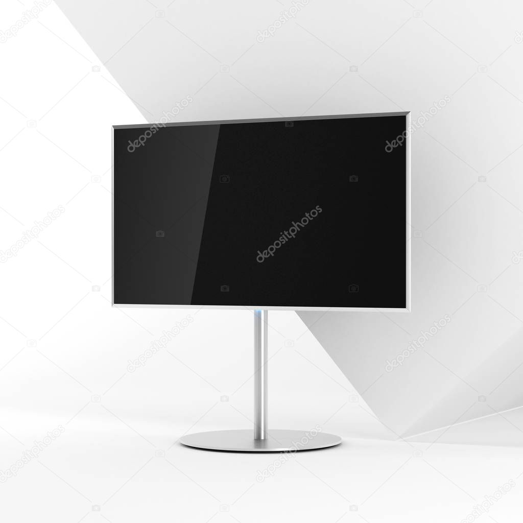 muckup of empty blank tv against white background