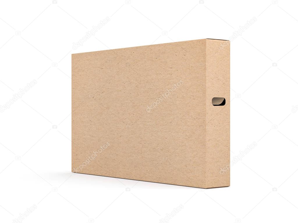 Large brown cardboard textured box packaging Mockup for smart tv set, 3d rendering