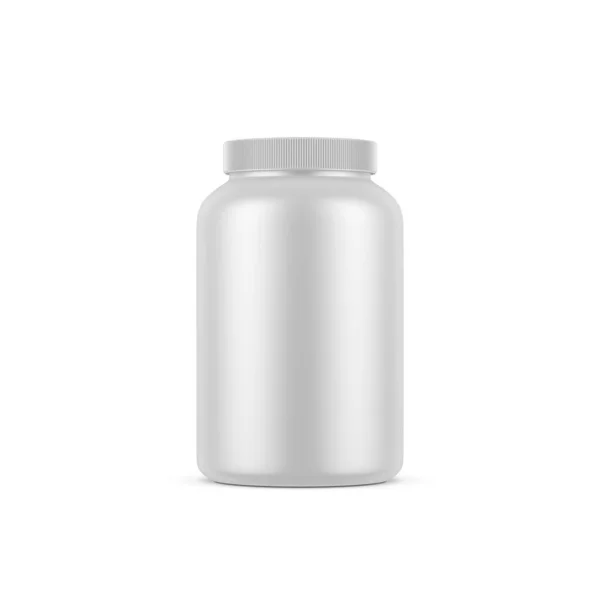 Tabletta Üveg Műanyag Edény Mockup Izolált Fehér Alapon Renderelés — Stock Fotó