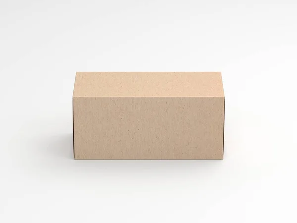 Brązowy Kraft Karton Pudełko Upominkowe Makieta Białym Tle Renderowanie — Zdjęcie stockowe