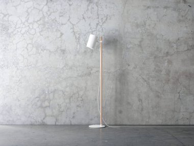 Mermer duvar ve lambalı yaratıcı iç mekan