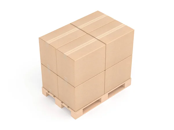 Download Mockup Of Brown Cardboard Box Isolated On White 3d Rendering Paper Pack Stock Photo 311183892