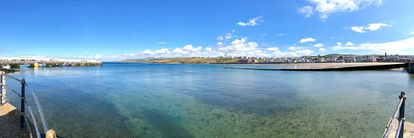 Panorama Peel Hamnen Och Staden Isles Mannen Brittiska Öarna — Stockfoto