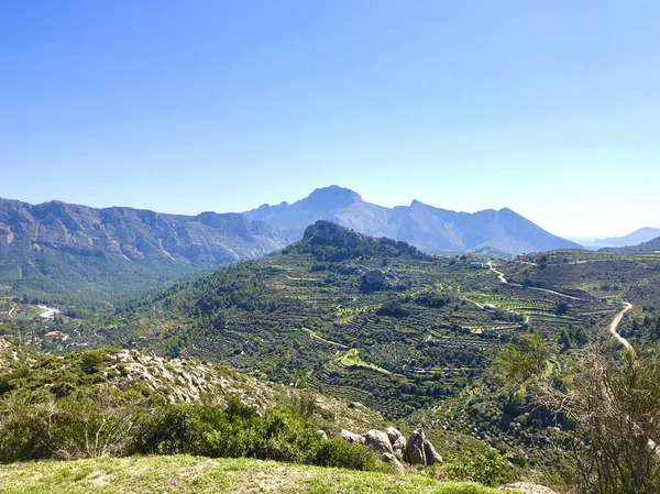 Όμορφα Βουνά Και Κοιλάδες Της Βόρειας Costa Blanca Στην Ισπανία — Φωτογραφία Αρχείου