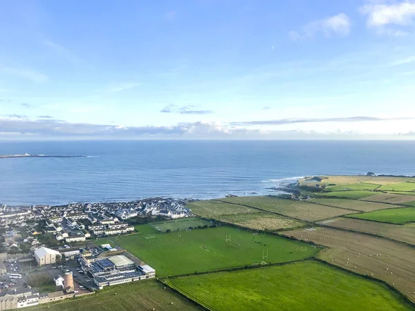 Veduta Aerea Dell Isola Man Mentre Avvicina All Aeroporto Ronaldsway — Foto Stock