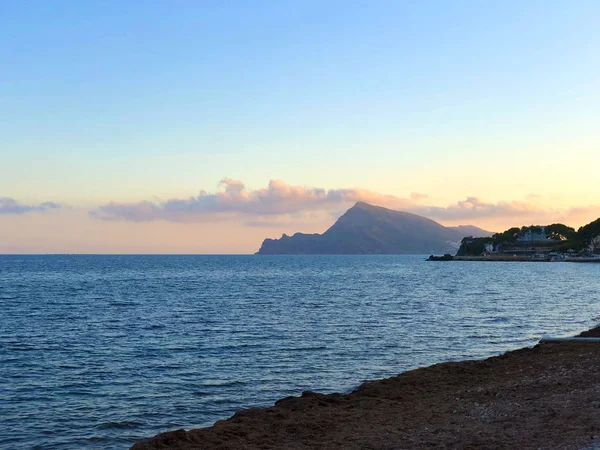 Solnedgång Stranden Vid Altea Spanien — Stockfoto