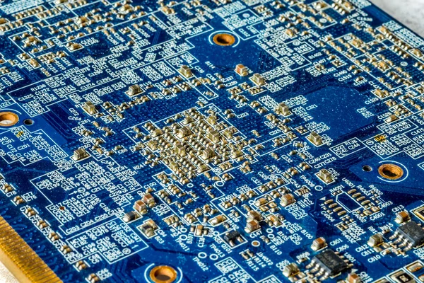 Blue Printed Curcuit Board Pcb Computer Components Electronic Elements — Stock Photo, Image