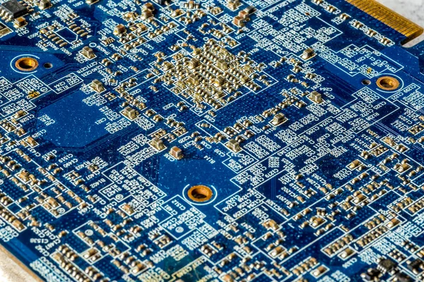 Blue Printed Curcuit Board Pcb Computer Components Electronic Elements — Stock Photo, Image
