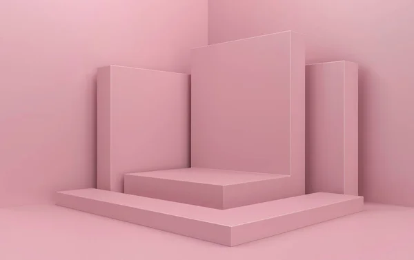 Abstrakt Geometrisk Form Grupp Set Rosa Studio Bakgrund Rektangel Rosa — Stockfoto