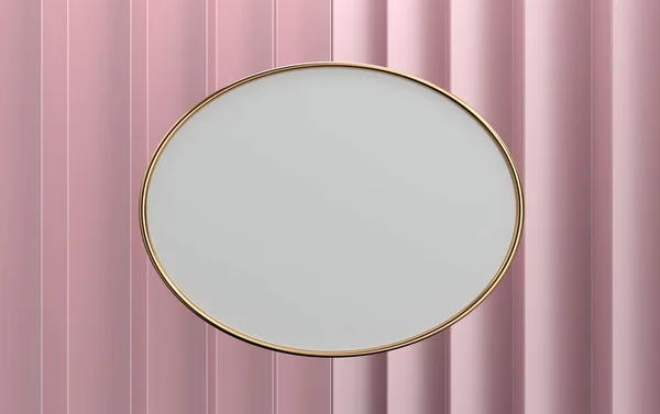 Minimalist Abstract Background Render Circle Gold Frame Pink Background Blank — Stock Photo, Image