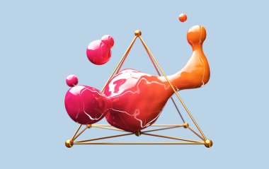 Düşüşün soyut formu, 3D görüntüleme, renkli sıçrama