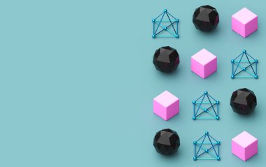 3D çizim, üçgen geometrik şekiller, piramit, metal yapılar, renkli üçgen sırt