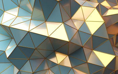 3D çizim, üçgen geometrik şekiller, piramit, metal yapılar, renkli üçgen sırt