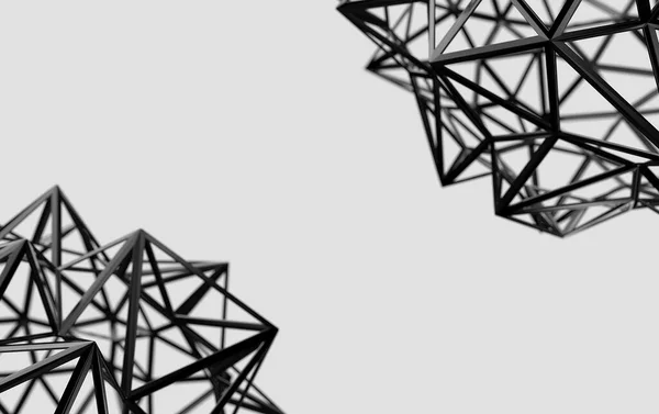 3Dレンダリング 三角形の幾何学的形状 ピラミッド 金属構造 色の三角形 — ストック写真