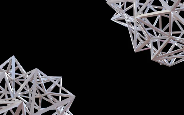 Render Háromszög Alakú Geometriai Formák Piramis Fém Konstrukciók Színes Háromszög — Stock Fotó