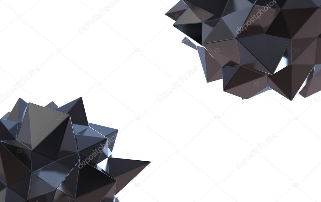 3d render, triangular geometric shapes, pyramid, metal constructions, colored triangular back