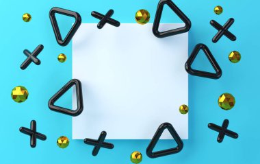 Minimalist soyut arkaplan, ilkel geometrik figürler, pastel renkler, reklam edilen ürünler için podyum