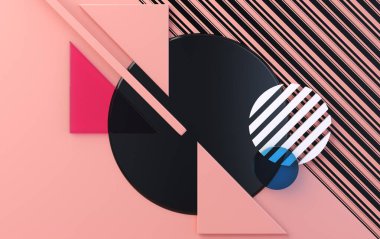 Minimalist soyut arkaplan, ilkel geometrik figürler, pastel renkler, reklam edilen ürünler için podyum
