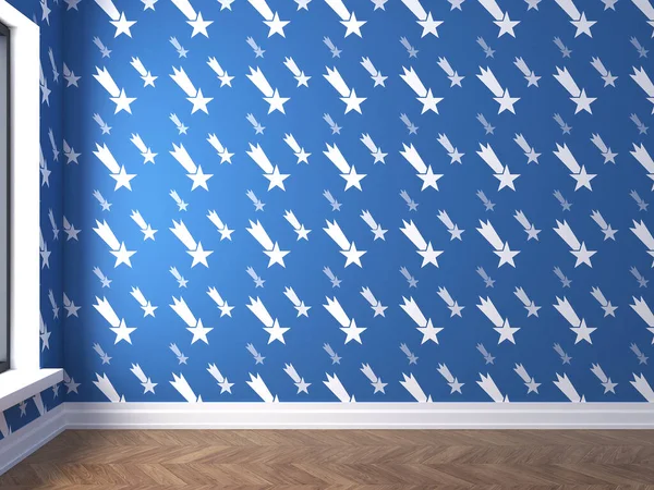 Falling Stars Wallpaper Baby Room Blue Background — Stock Photo, Image