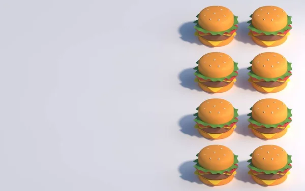 Fondo Con Hamburguesas Respaldo Blanco — Foto de Stock