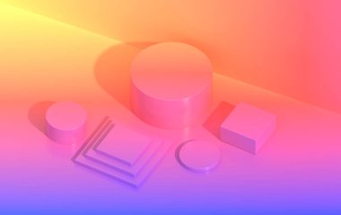 Malların izometrik, gradyan renklerde gösterimi için 3d kaide