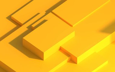 İzometrik projeksiyonda ürün tanıtımı için kare podyumlu 3D sahne