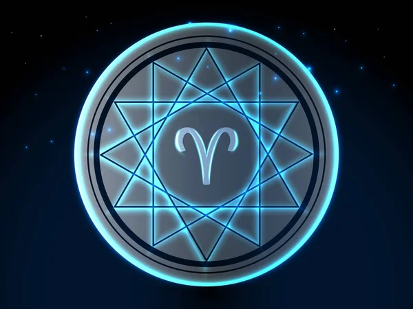 Simbolo zodiacale incandescente — Vettoriale Stock