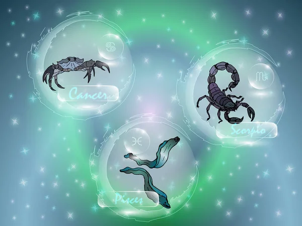 Yıldızlı gökyüzü karşı zodyak işaretleri.