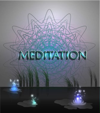 Aydınlık nilüferler ve doğa arka plan üzerinde mandala.