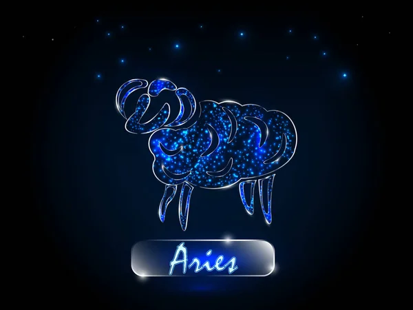 Aries Zodiac Symbol Tle Rozgwieżdżone Niebo Znaki Zodiaku Astrologia — Wektor stockowy