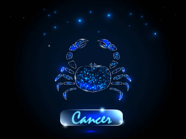 Cancer Zodiac Symbol Pozadí Hvězdné Oblohy Znamení Zvěrokruhu Astrologie — Stockový vektor