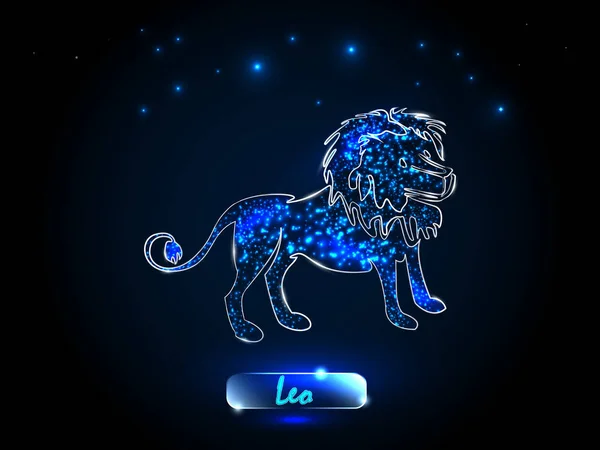 Léon Symbole Zodiaque Sur Fond Ciel Étoilé Signes Zodiaque Astrologie — Image vectorielle