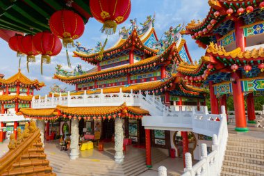Thean Hou Temple decorated with red Chinese lanterns, Kuala Lumpur, Malaysia clipart