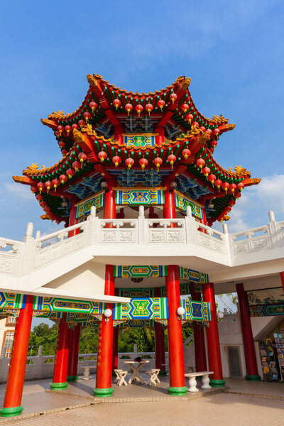 Thean Hou Temple decorated with red Chinese lanterns, Kuala Lumpur, Malaysia