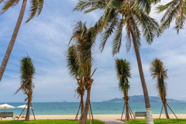 Nha Trang Beach güneşli bir günde, Vietnam'da popüler turizm