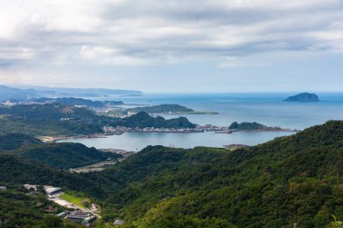 Muhteşem görünümüne Pasifik Sahili, Jiufen, Tayvan