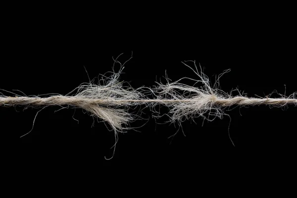 Frayed Rope Ready Break Isolated Black Background Stock Picture