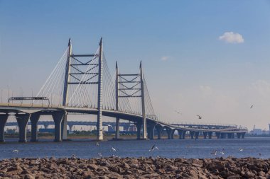 St. Petersburg Western yüksek hızlı çapı köprüden Finlandiya Körfezi